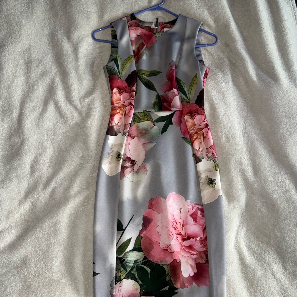 Calvin Klein Gray Floral Mini Dress